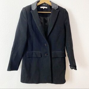 Zara- Wool Blend Faux Leather Trims Coat Size SM